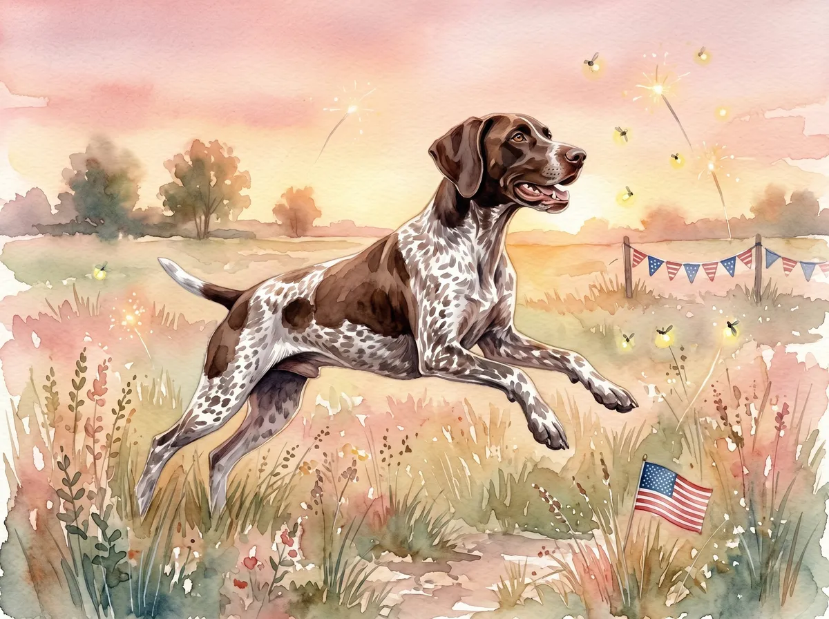 German Shorthaired Pointer watercolor calendar month 7